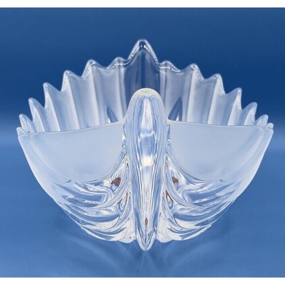 Walther Glas Ombre Clear Frosted Leaf Shaped Serving Bowl From Germany - Picture 4 of 11